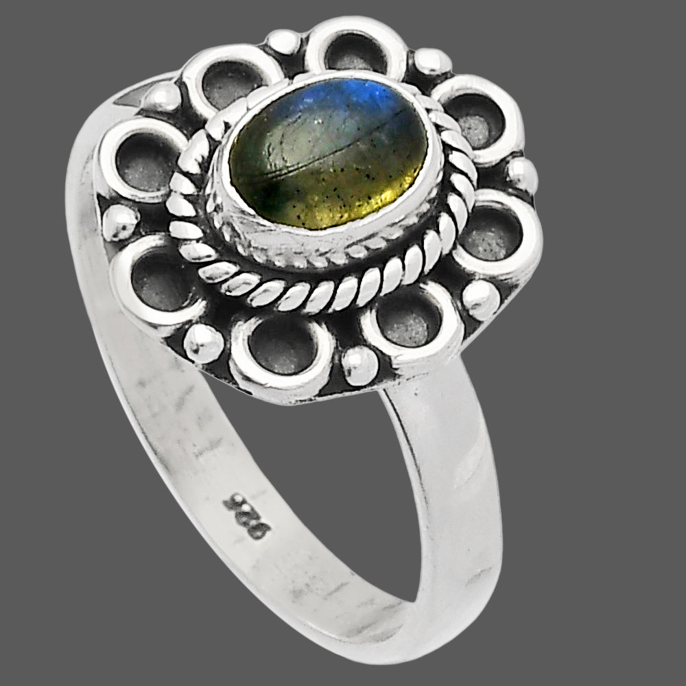 Blue Fire Labradorite - Madagascar Ring size-8 R-1256 SDR227317