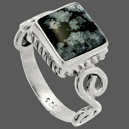 Natural Snow Flake Obsidian Ring size-8 R-1652 SDR227458