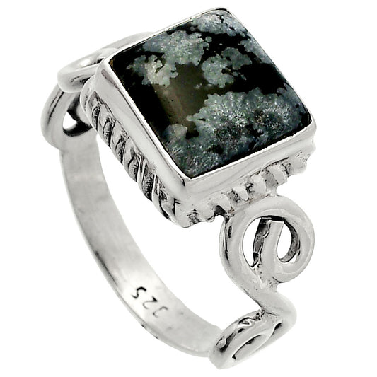 Natural Snow Flake Obsidian Ring size-8 R-1652 SDR227458