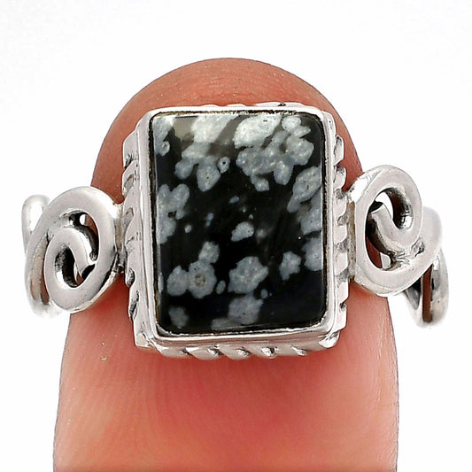 Natural Snow Flake Obsidian Ring size-8.5 R-1652 SDR227464