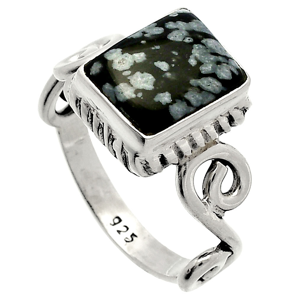 Natural Snow Flake Obsidian Ring size-8.5 R-1652 SDR227464