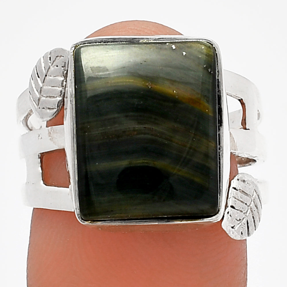 Natural Blue Tiger Eye Ring size-8 R-1400 SDR227717