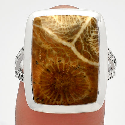 Natural Flower Fossil Coral Ring size-8 R-1005 SDR227874