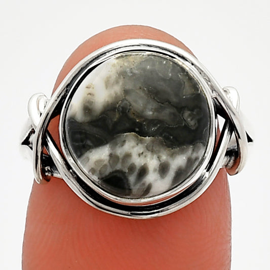 Natural Mexican Cabbing Fossil Ring size-8 R-1054 SDR228081