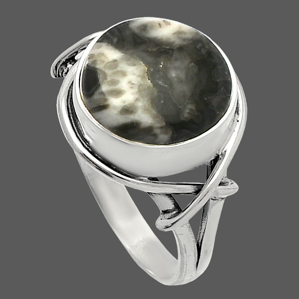 Natural Mexican Cabbing Fossil Ring size-8 R-1054 SDR228081