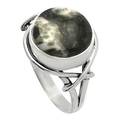 Natural Mexican Cabbing Fossil Ring size-8 R-1054 SDR228081