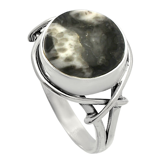 Natural Mexican Cabbing Fossil Ring size-8 R-1054 SDR228081