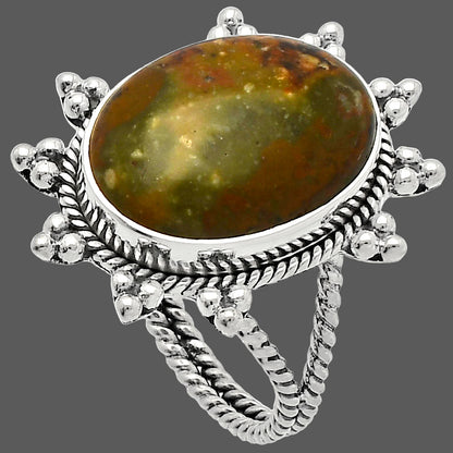 Rhyolite - Rainforest Jasper Ring size-9 R-1234 SDR228637