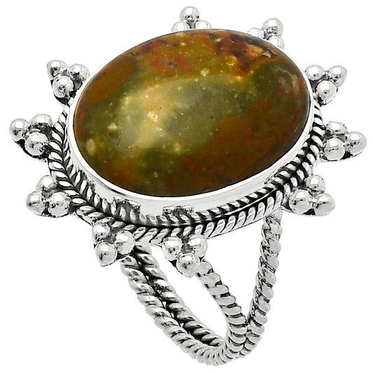Rhyolite - Rainforest Jasper Ring size-9 R-1234 SDR228637