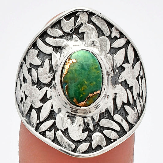 Kingman Copper Teal Turquoise Ring size-8 R-1370 SDR228703