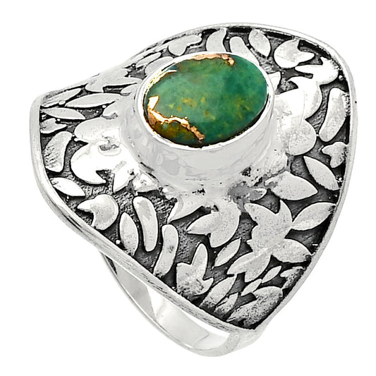 Kingman Copper Teal Turquoise Ring size-8 R-1370 SDR228703