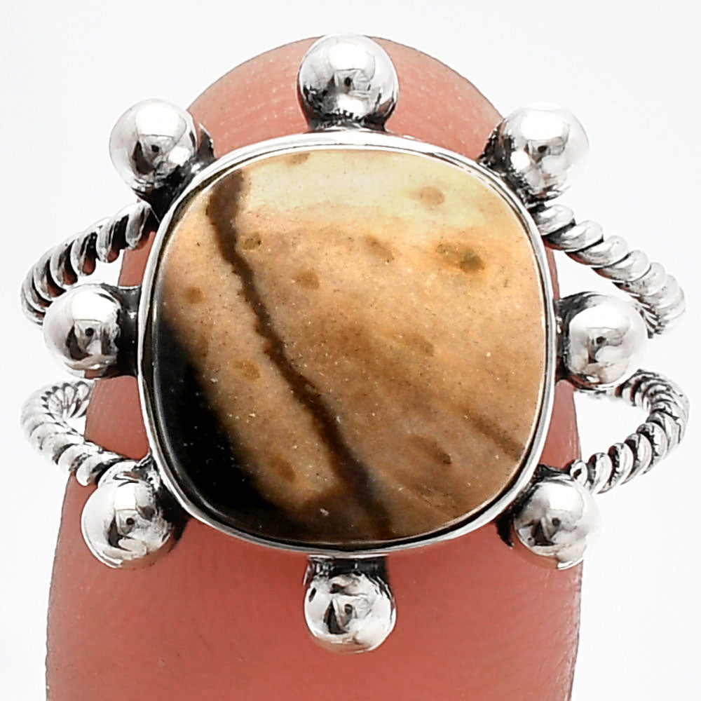 Natural Palm Root Fossil Agate Ring size-9.5 R-1268 SDR229037