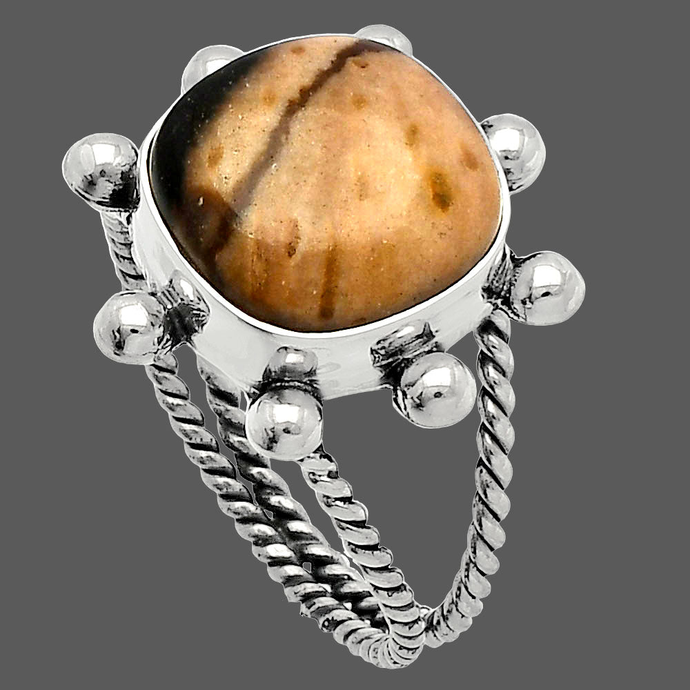 Natural Palm Root Fossil Agate Ring size-9.5 R-1268 SDR229037