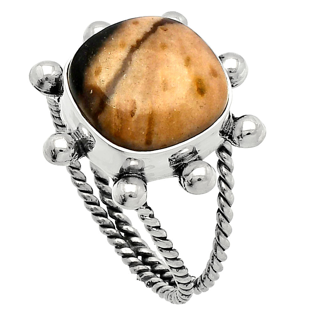 Natural Palm Root Fossil Agate Ring size-9.5 R-1268 SDR229037