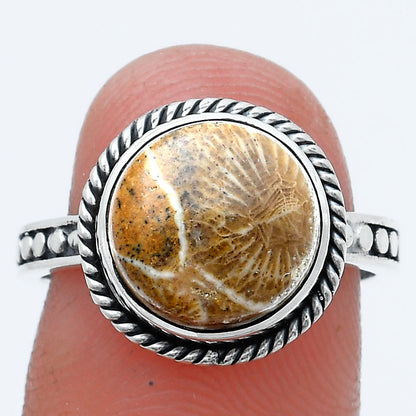 Natural Flower Fossil Coral Ring size-7.5 R-1066 SDR229266