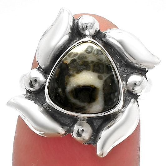 Natural Mexican Cabbing Fossil Ring size-6 R-1125 SDR229529