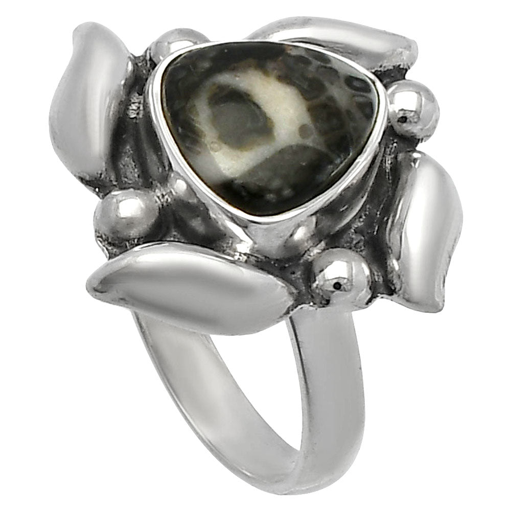 Natural Mexican Cabbing Fossil Ring size-6 R-1125 SDR229529