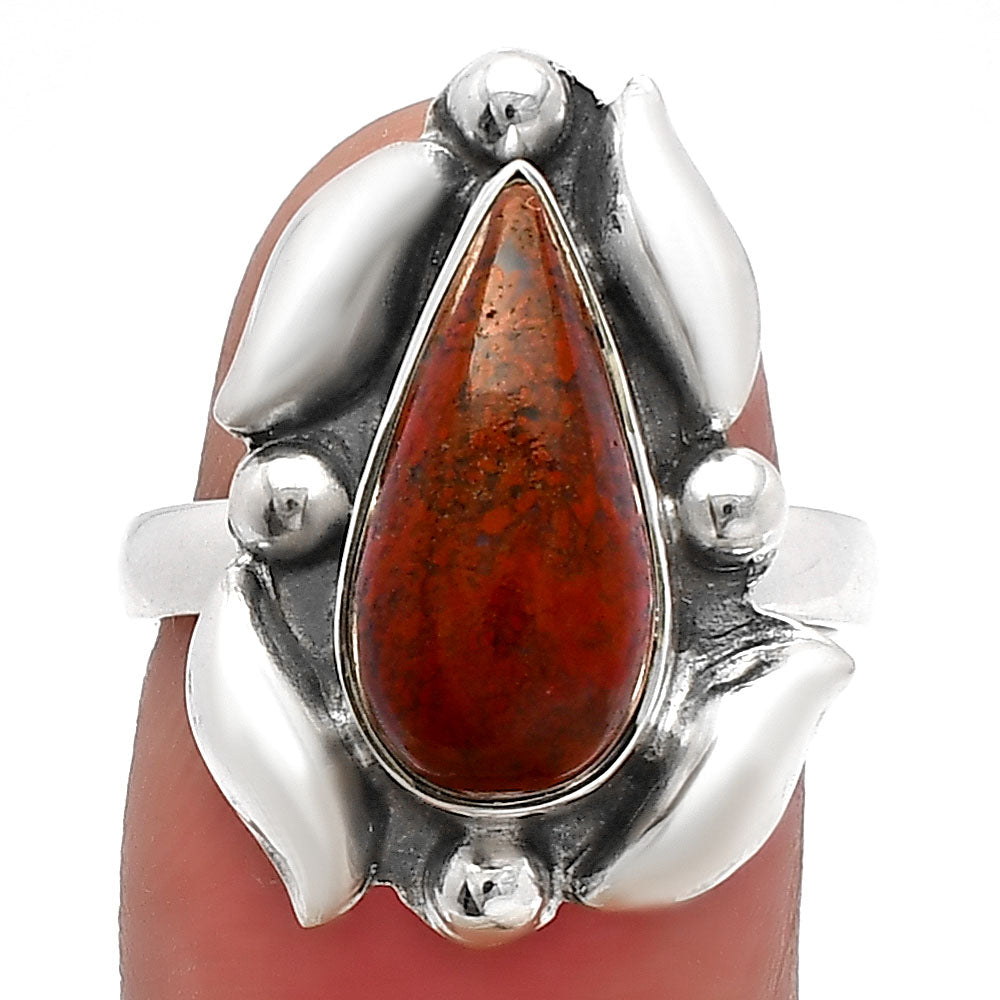 Natural Red Moss Agate Ring size-7 R-1125 SDR229549