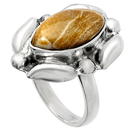 Natural Flower Fossil Coral Ring size-6.5 R-1125 SDR229600