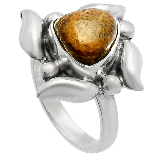 Natural Flower Fossil Coral Ring size-6 R-1125 SDR229604