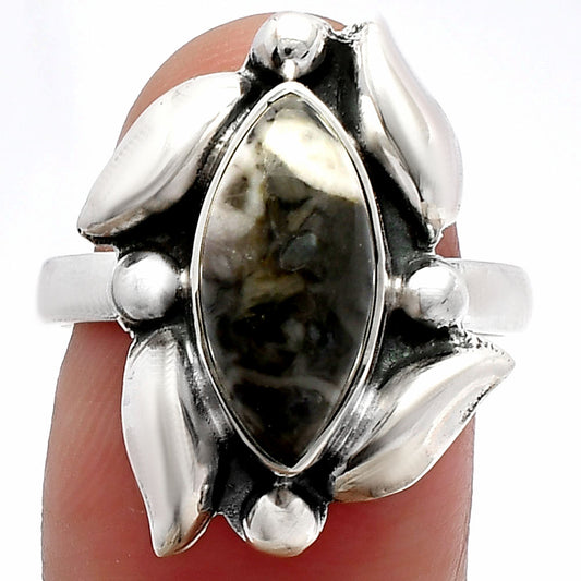 Natural Mexican Cabbing Fossil Ring size-8 R-1125 SDR229631