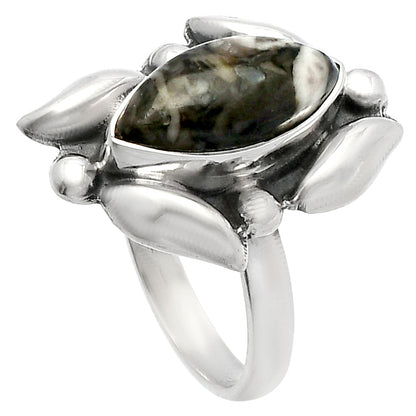 Natural Mexican Cabbing Fossil Ring size-8 R-1125 SDR229631