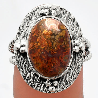 Natural Red Moss Agate Ring size-8 R-1722 SDR229850