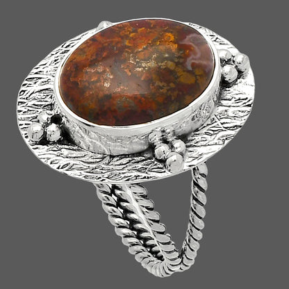 Natural Red Moss Agate Ring size-8 R-1722 SDR229850