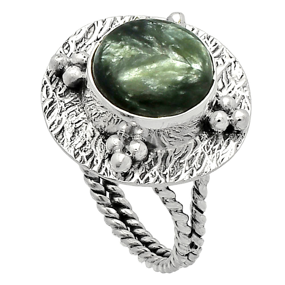 Natural Russian Seraphinite Ring size-7 R-1722 SDR229940