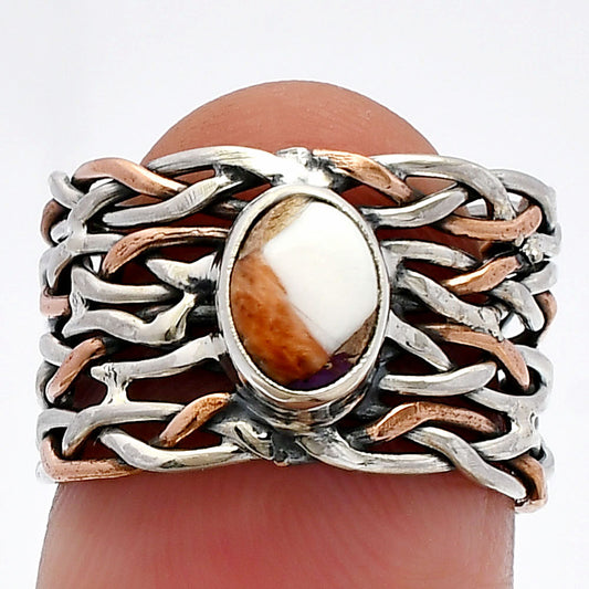 Two Tone - Spiny Oyster Turquoise Ring size-5.5 R-1589 SDR229963