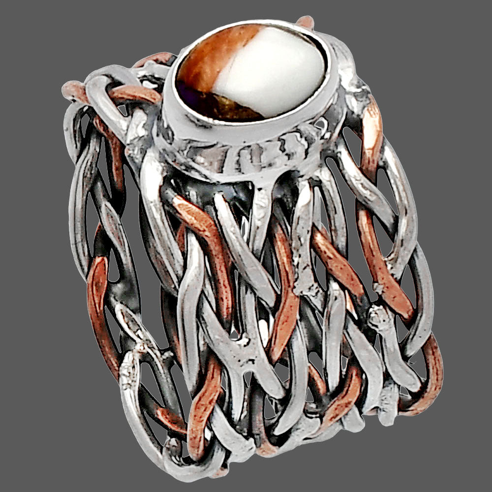 Two Tone - Spiny Oyster Turquoise Ring size-5.5 R-1589 SDR229963