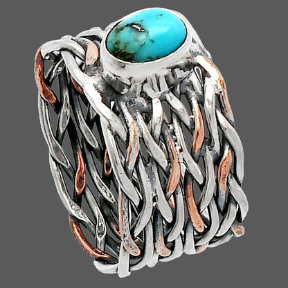 Two Tone - Natural Turquoise Morenci Mine Ring size-6.5 R-1589 SDR229979