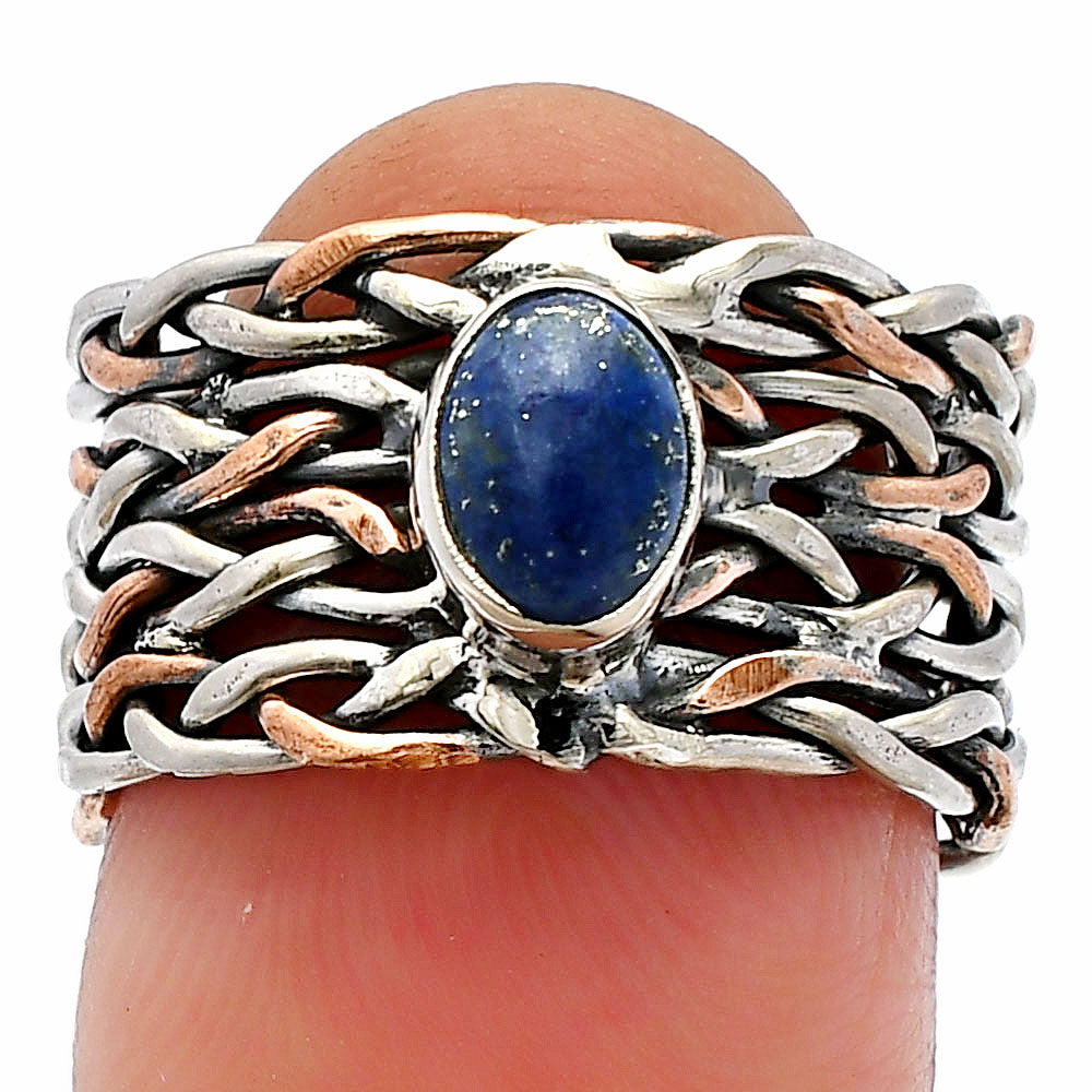 Two Tone - Natural Lapis Lazuli Ring size-6.5 R-1589 SDR229982