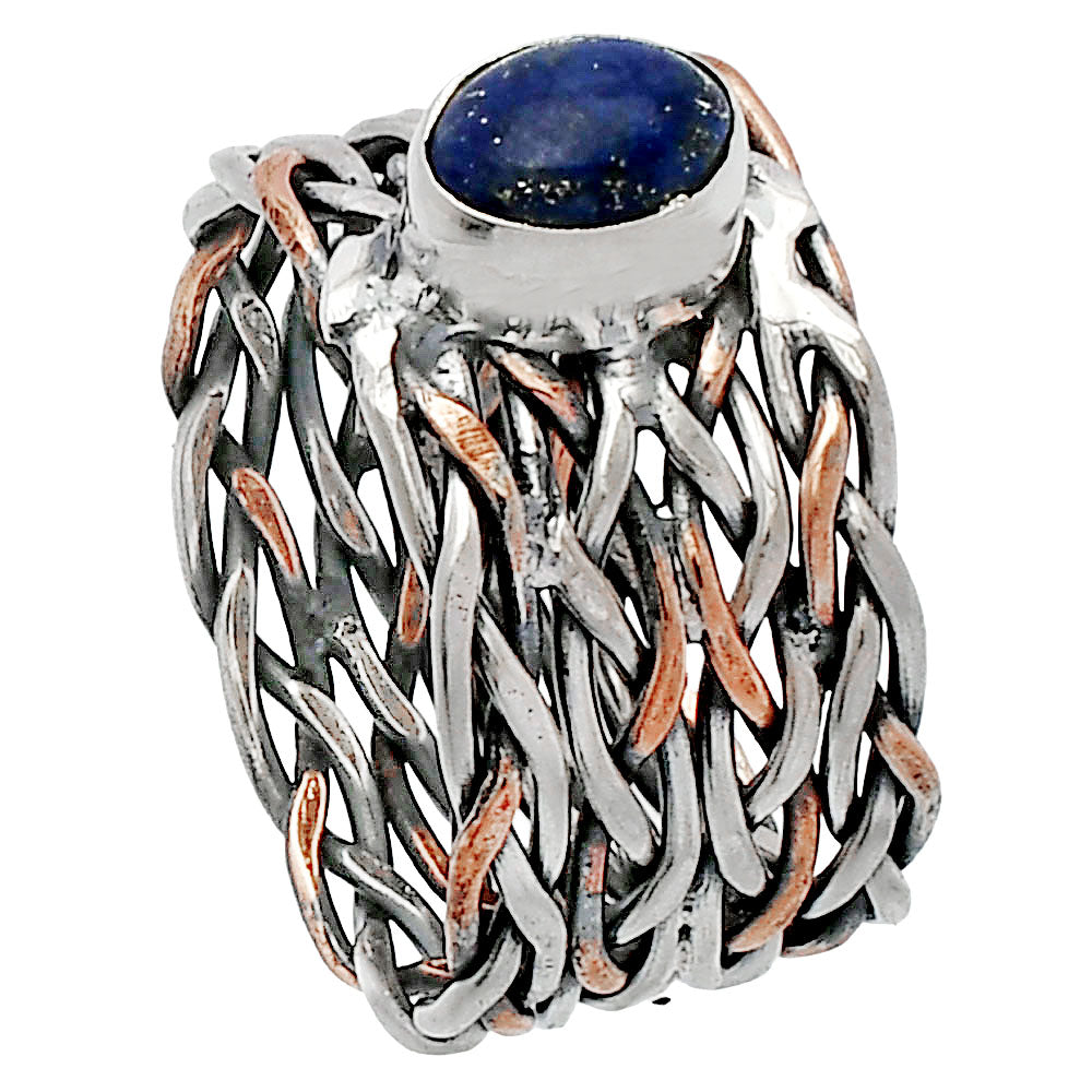 Two Tone - Natural Lapis Lazuli Ring size-6.5 R-1589 SDR229982