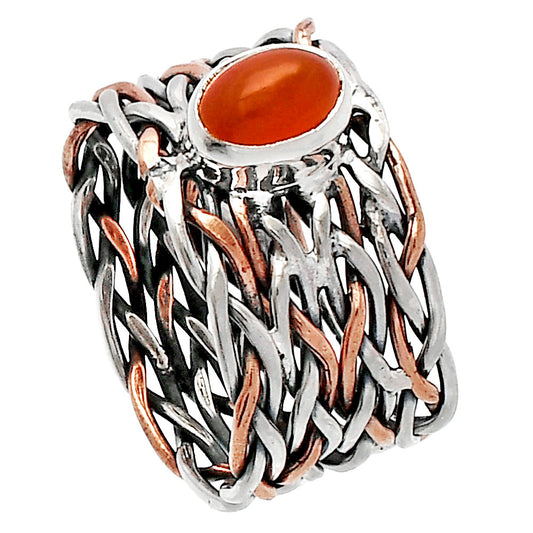 Two Tone - Natural Carnelian Ring size-6.5 R-1589 SDR229983
