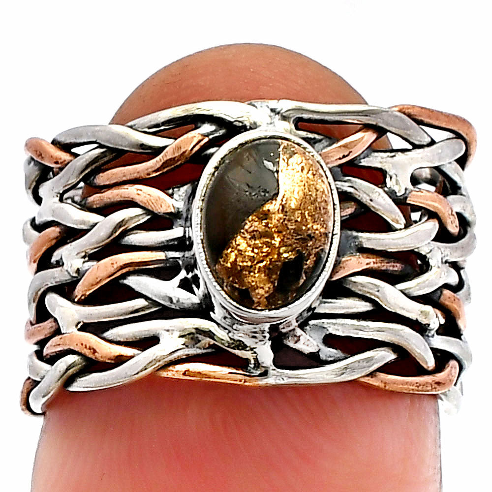 Two Tone - Copper Abalone Shell Ring size-5.5 R-1589 SDR229986