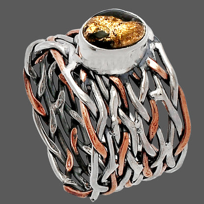Two Tone - Copper Abalone Shell Ring size-5.5 R-1589 SDR229986