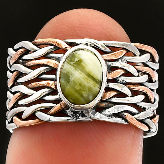 Two Tone - Natural Serpentine Ring size-6.5 R-1589 SDR229992