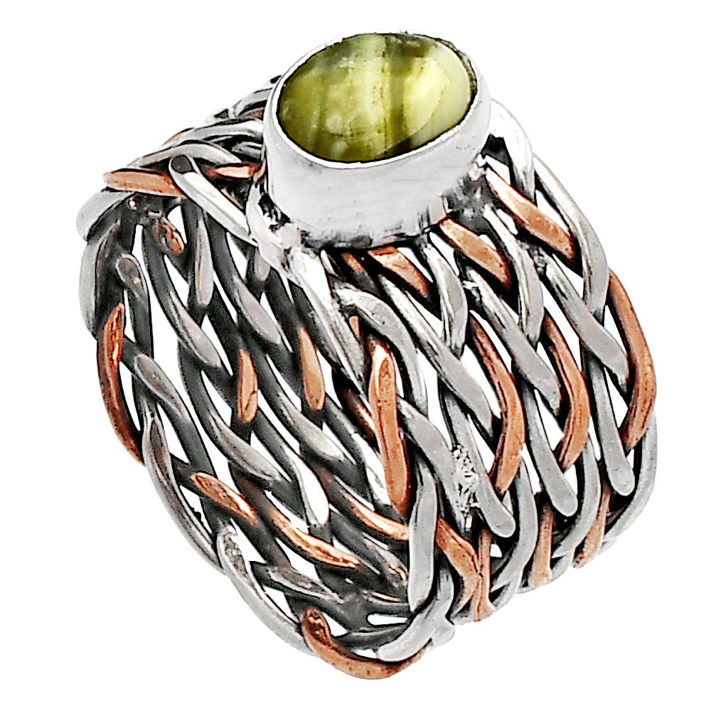 Two Tone - Natural Serpentine Ring size-6.5 R-1589 SDR229992