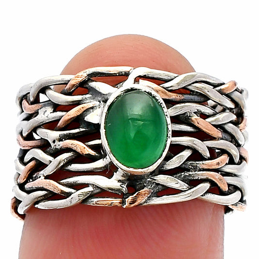 Two Tone - Natural Green Onyx Ring size-6.5 R-1589 SDR230004
