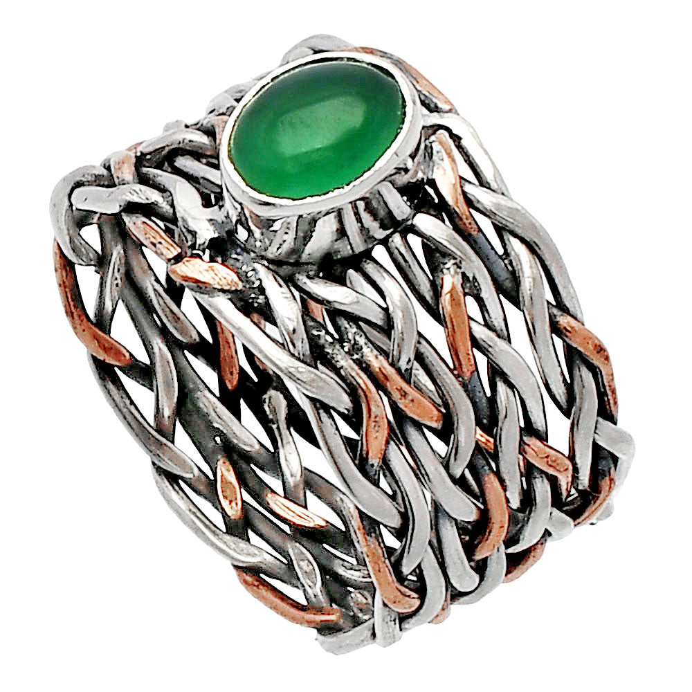 Two Tone - Natural Green Onyx Ring size-6.5 R-1589 SDR230004