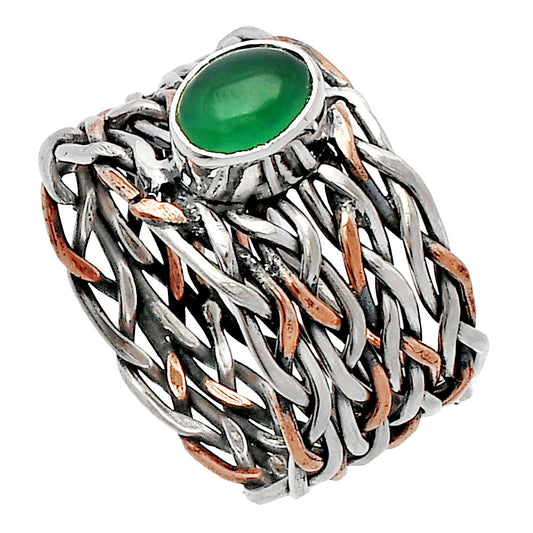 Two Tone - Natural Green Onyx Ring size-6.5 R-1589 SDR230004