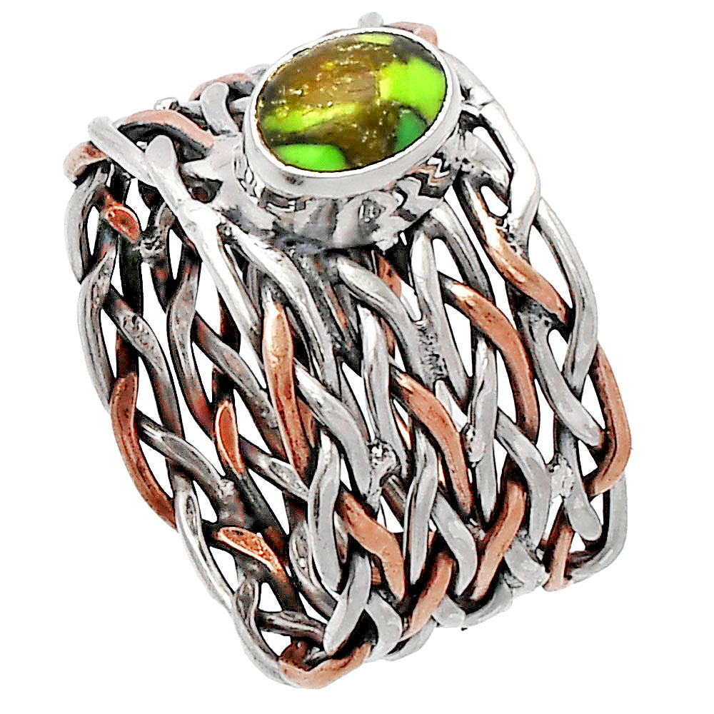 Two Tone - Green Matrix Turquoise Ring size-7 R-1589 SDR230007