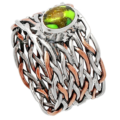 Two Tone - Green Matrix Turquoise Ring size-7 R-1589 SDR230007