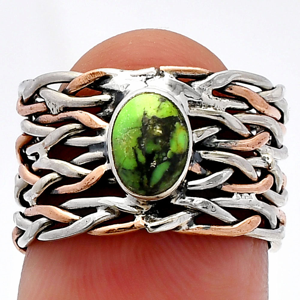 Two Tone - Green Matrix Turquoise Ring size-5.5 R-1589 SDR230014