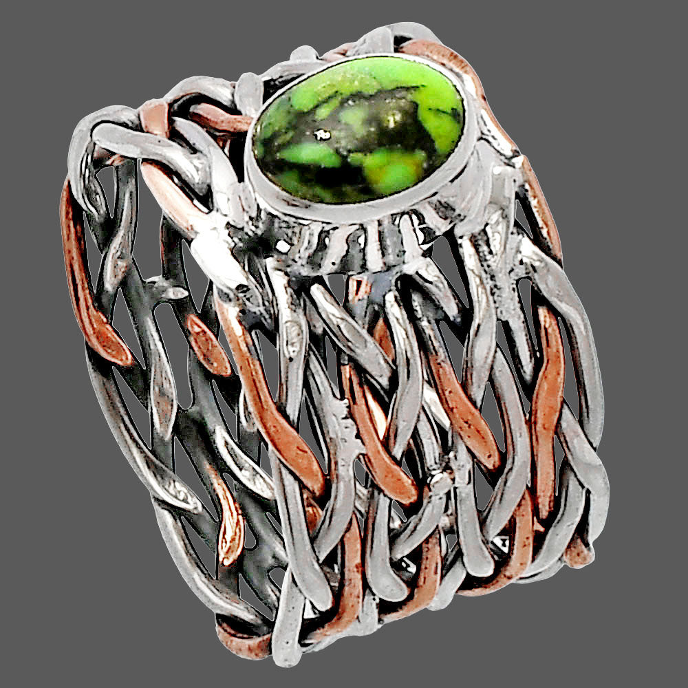 Two Tone - Green Matrix Turquoise Ring size-5.5 R-1589 SDR230014