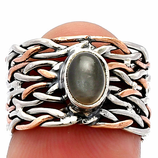 Two Tone - Natural Gray Moonstone Ring size-5.5 R-1589 SDR230019