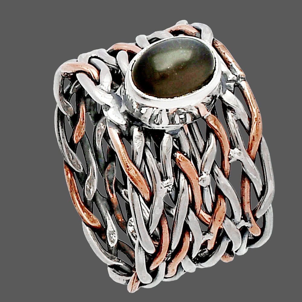 Two Tone - Natural Gray Moonstone Ring size-5.5 R-1589 SDR230019