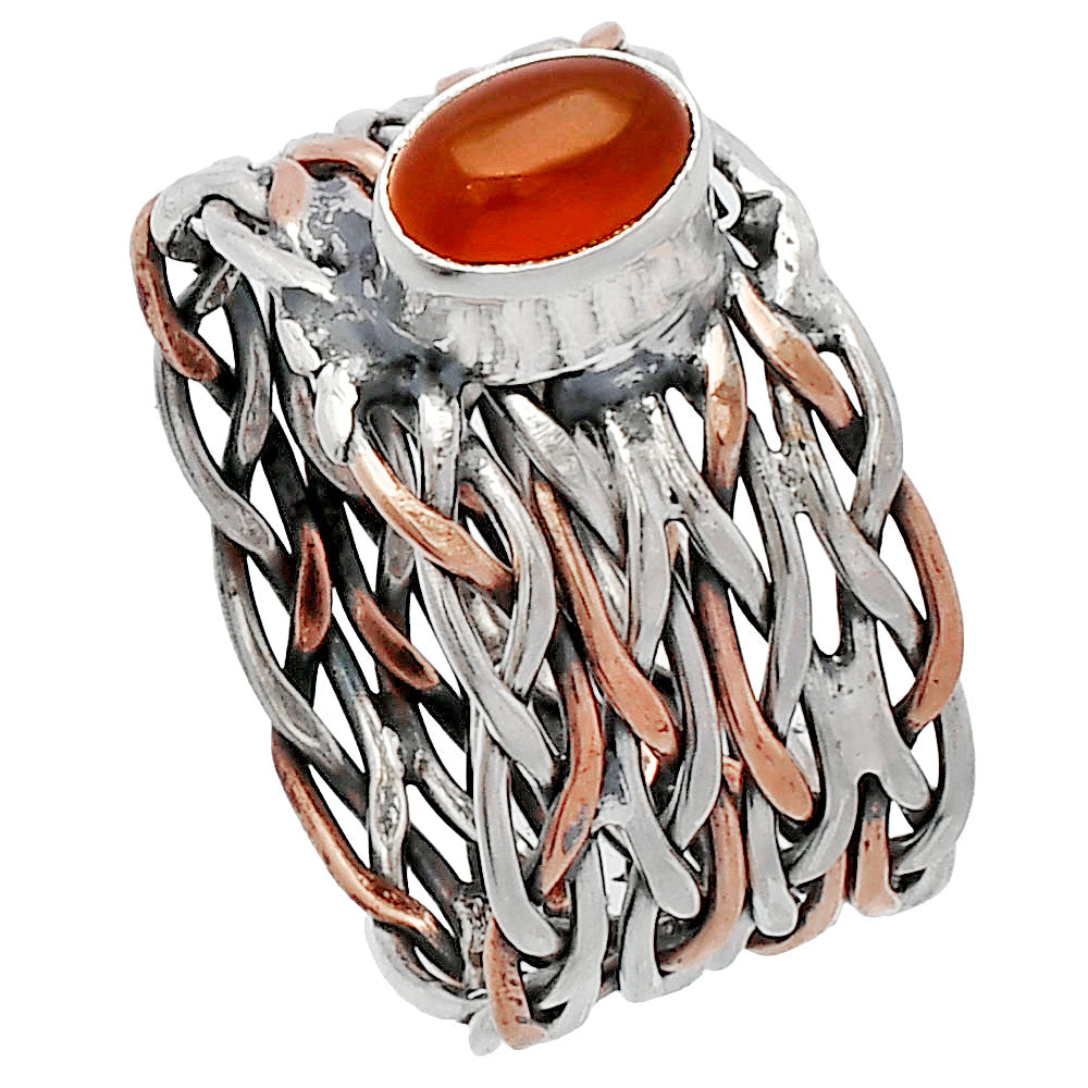 Two Tone - Natural Carnelian Ring size-7.5 R-1589 SDR230023