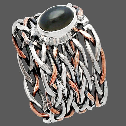 Two Tone - Natural Gray Moonstone Ring size-6.5 R-1589 SDR230029